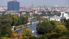 Germany, Berlin, aerial view of the Spree from the Tiergarten