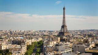 The Paris skyline and Eiffel Tower, France