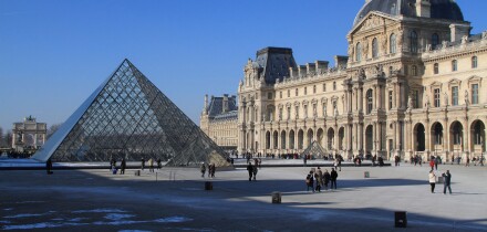 The Louvre Museum in Winter, Paris, France, Europe