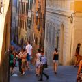The view down Costa dell'Incrociata in Siena, Italy.
