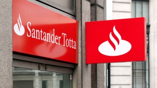 Logo of the Santander Totta Bank in London, England, United Kingdom, Europe