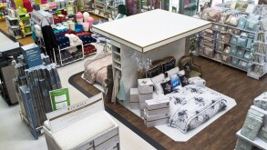 dh Dunelm Mill SHOP UK Bedding shop display interior displaying bed linen stand shops retail floor displays inside store