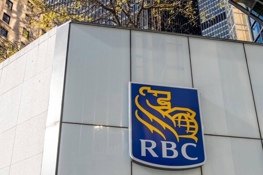 RBC logo on building from Alamy 25Jan24 575x375