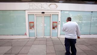 Exterior shot of a closed HSBC branch. (Newscast Limited via AP Images)