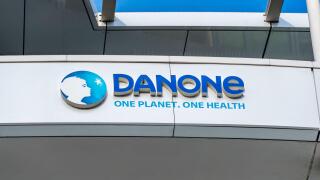 Sign on the Danone France headquarters. Danone is a French multinational food company listed on the Paris Stock Exchange and part of the CAC 40 inde