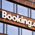 Bookingcom sign on Glass Business building architecture