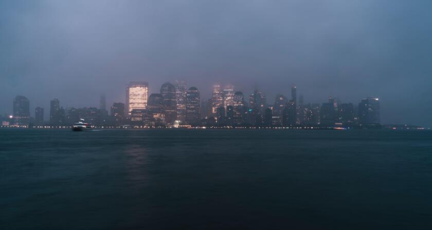 sunrise views skyline rain day New York