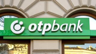 BUDAPEST - JAN 20: Logotype of OTP Bank over the entrance in Budapest, January 20. 2022 in Hungary. OTP Bank Group is one of the largest independent f