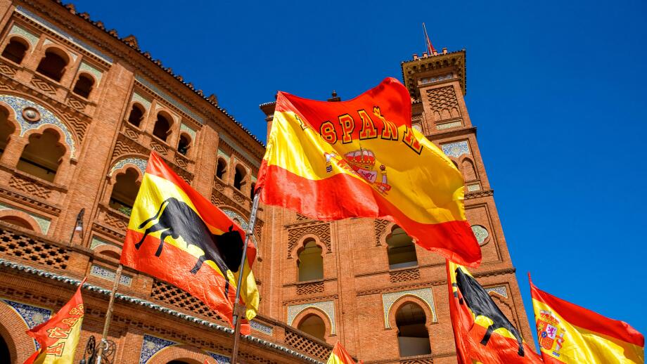 Spanish flags in las Ventas bullring in Madrid