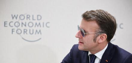 Davos, Switzerland. 20th Jan, 2026. President Emmanuel Macron and Prime Minister Mark Carney during the World Economic Forum (WEF) annual meeting in Davos, Switzerland on January 20, 2026. The World Economic Forum takes place in Davos from January 19 to J