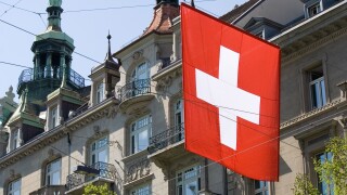 Swiss flag in the street