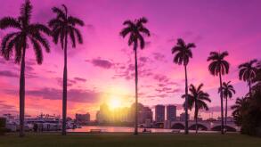 WEST PALM BEACH SKYLINE FROM LAKE DRIVE PARK PALM BEACH FLORIDA USA