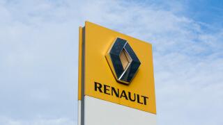 A logo sign outside of an Renault vehicle dealership in Amsterdam, Netherlands on October 3, 2015.
