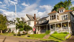 Residential neighborhood on a beautiful summer morning