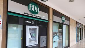 ALTAMURA, ITALY - JUNE 4, 2017: Banca Popolare Di Milano ATM and bank branch in Italy. It is owned by Banco BPM group.
