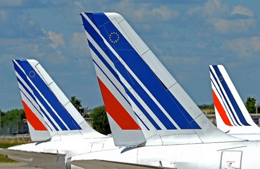 tails of Air France airplanes, Roissy Charles-de-Gaulle International airport, France