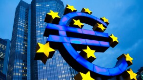 Euro Sign in Front of the European Central Bank, Frankfurt am Main, Germany