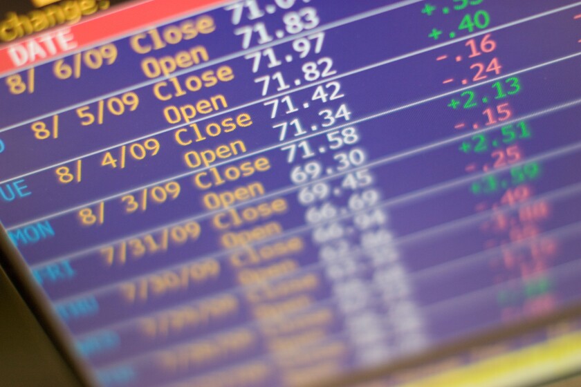Traders screen stock market. Image shot 2009. Exact date unknown.