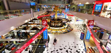 Dubai, United Arab Emirates - May 28, 2021: Terminal Concourse C of Dubai International Airport (DXB) in the United Arab Emirates.