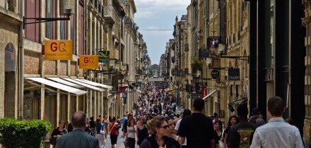 Rue Saint Catherine. One of the main shopping streets in Bordeaux, France.