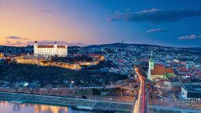 Bratislava, Slovakia. Image of Bratislava, the capital city of Slovakia during sunset.