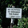 no activities to endanger the public sign in park, south creake, norfolk, england