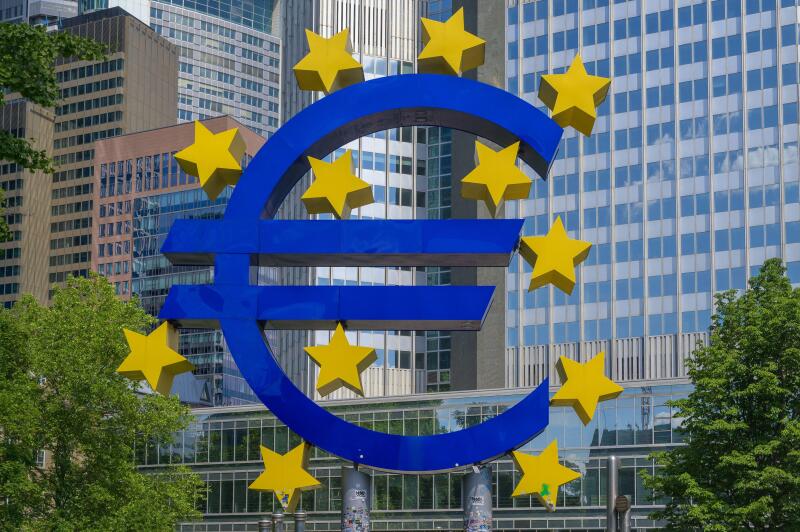 Frankfurt am Mian, Germany - May 31, 2025: The Famous Big Euro Sign at the European Central Bank