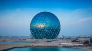 View of Aldar Headquarters, Abu Dhabi, United Arab Emirates, Middle East