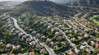 Aerial view of the neat suburb of Calabasas, Los Angeles, California