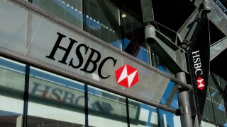 HSBC Signs, Queen Victoria Street, London, England, UK