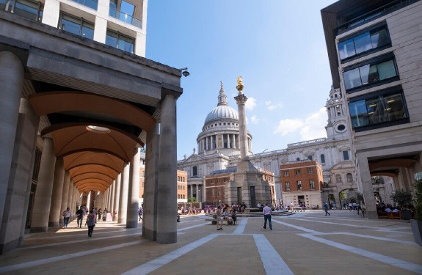 London, UK, August 2nd 2019 : The London Stock Exchange known as LSE is one of the world's leading financial bureau, situated next door to St Pauls ca