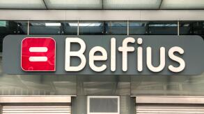 Brussels, BELGIUM - July 7, 2019: Belfius bank logo outside a local branch. Belfius Bank and Insurance is a for-profit PLC originally founded to meet