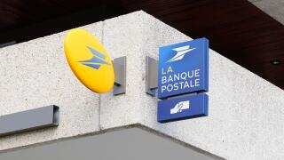 Bordeaux , Aquitaine / France - 10 15 2019 : la poste and la Banque postale store french post logo on shop sign wall