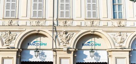 Turin, Italy - November 27, 2024: Banco BPM or Banca Popolare di Milano bank office in Turin or Torino, Piedmont, Italy