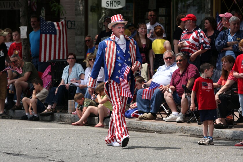 Uncle Sam in Memorial Day Parade in Seymour CT USA