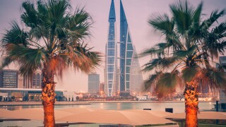 Modern architecture of Manama at night