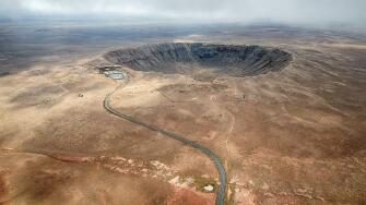High angle aerial of Meteor Crater