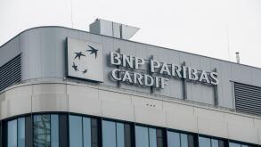 Bratislava, Slovakia - April, 15, 2025 : The Sign of  " BNP Paribas Cardif " on the building. BNP Paribas Cardif is an insurance division of the BNP P