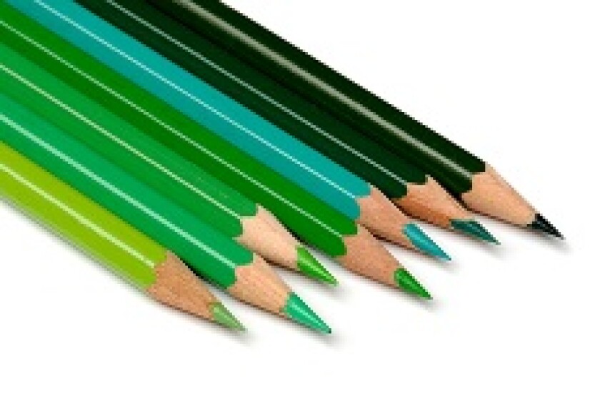 Shades of green pencils from Alamy 230x150