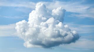 Unusual shaped cloud against the blue sky.