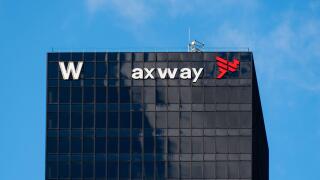 Exterior view of the headquarters of Axway Software France, an information technology company located in the W tower of the Paris-La Defense