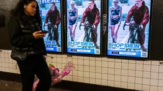 Advertising for the Chinese fast fashion retailer Shein in the subway in New York on Sunday, May 12, 2024. Shein is reported to be preparing for an IPO inLondon. The company faced regulatory problems in the U.S. in their IPO attempt.  (© Richard B. Levine)