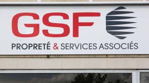 Bourg, France - September 26, 2020: GSF logo on a wall. GSF Proprete and Services is a main actor in the cleaning and associated services sector