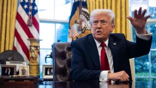 Washington, United States Of America. 26th Mar, 2025. United States President Donald J Trump announces a 25% tariff on imports of automobiles and certain automobile parts in the Oval Office of the White House in Washington, DC, US, on Wednesday, March 26,