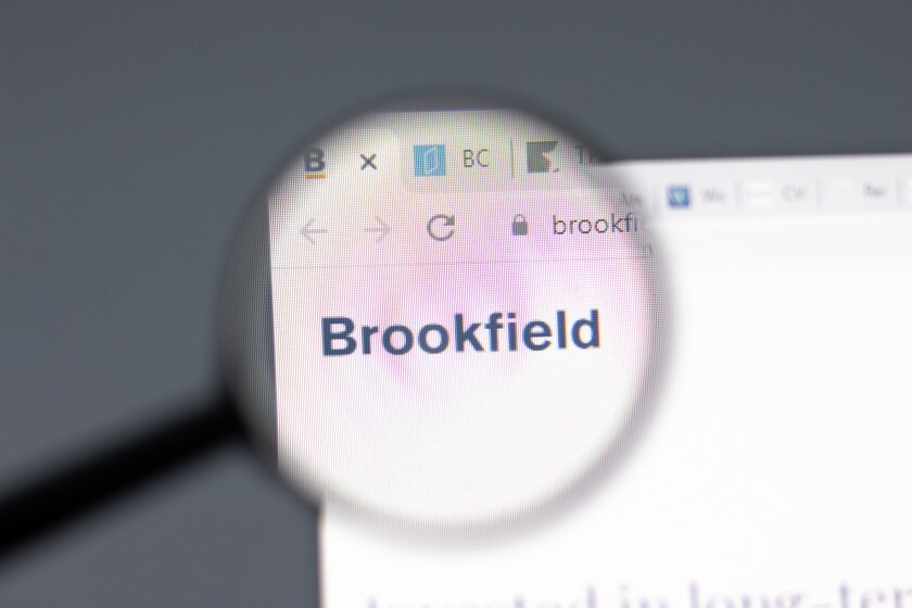 New York, USA - 15 February 2021: Brookfield Asset Management website in browser with company logo, Illustrative Editorial.