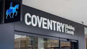 Sign and logo for the Coventry Building Society, Milton Keynes, UK