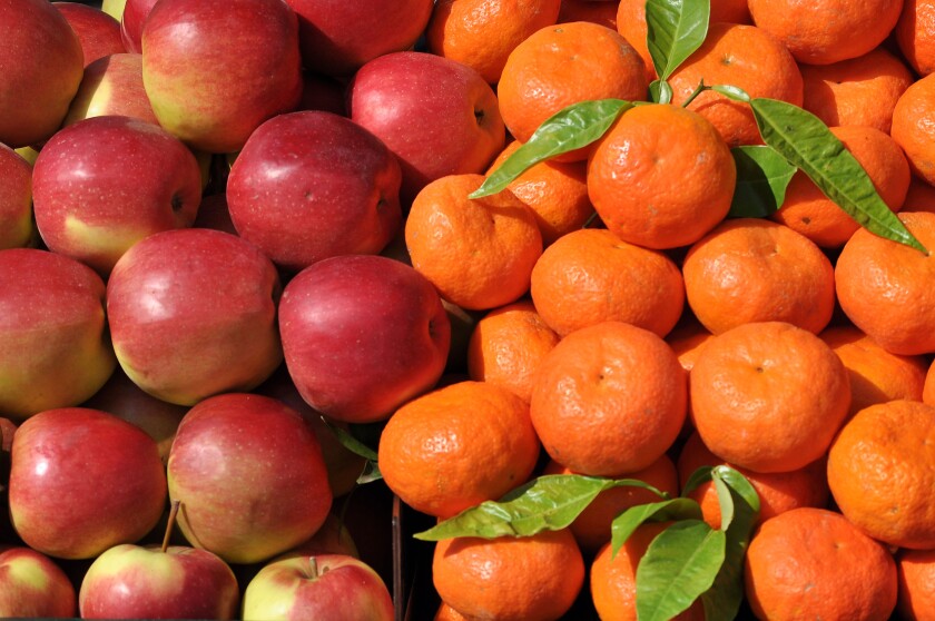 Colorful apples and oranges