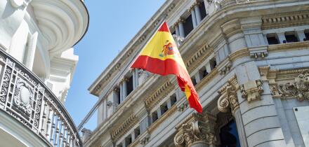 Spain Spanish flag_21Feb23_alamy