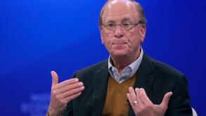 CEO of BlackRock Larry Fink speaks at the Annual Meeting of World Economic Forum in Davos, Switzerland, Thursday, Jan. 23, 2025. (AP Photo/Markus Schreiber)