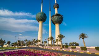 Landmark Kuwait towers in Kuwait City, Kuwait, Middle East